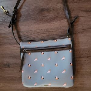 Grey Fossil Crossbody Bag